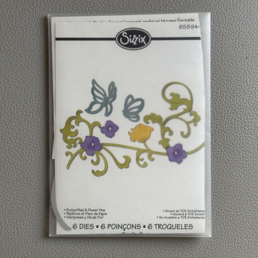 Sizzix Butterflies & Flower Vine Cutting Dies (6) 658944